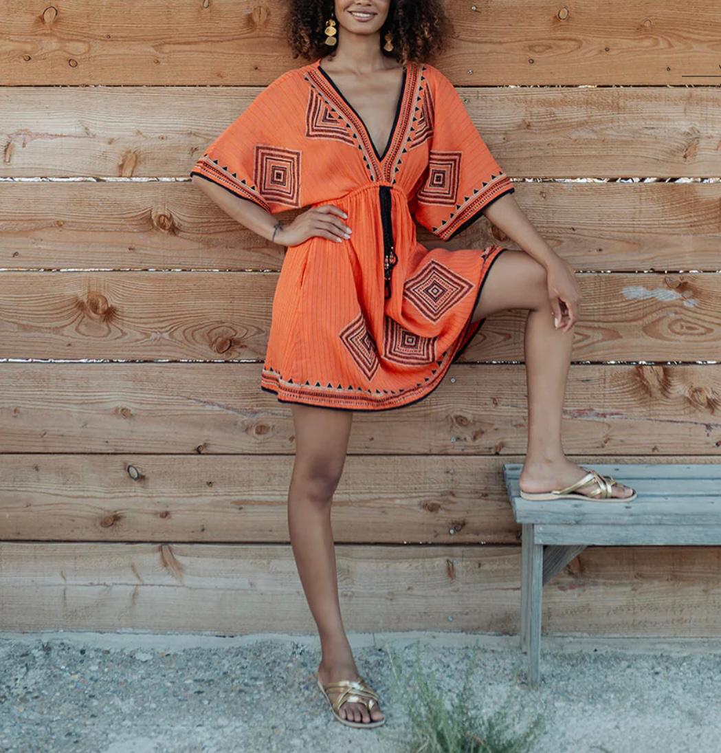 IMG-20260430-WA0037 Robe courte Cancun orange – Image 1